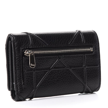 Christian Dior Grained Calfskin Cannage Diorama Elancee Wallet Black 3 of 7