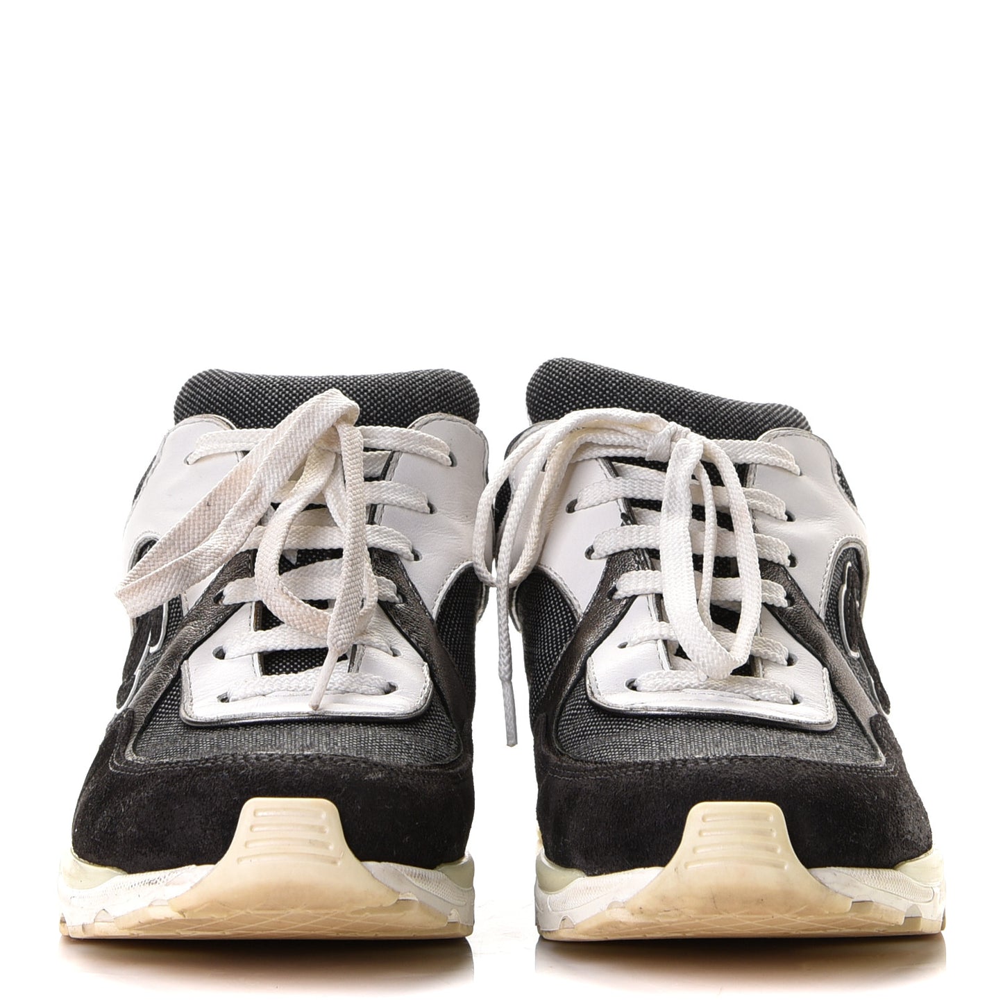 Suede Calfskin CC Sneakers 37 Dark Grey White Silver