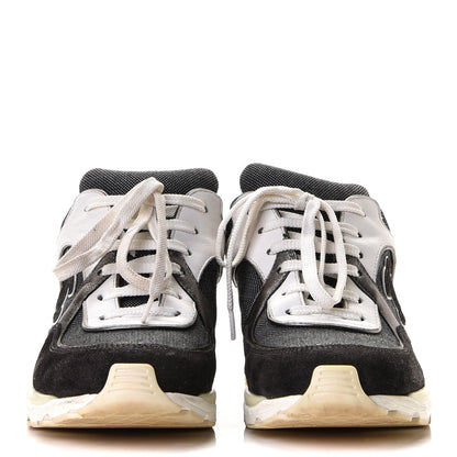 Chanel Suede Calfskin CC Sneakers 37 Dark Grey White Silver 5 of 10