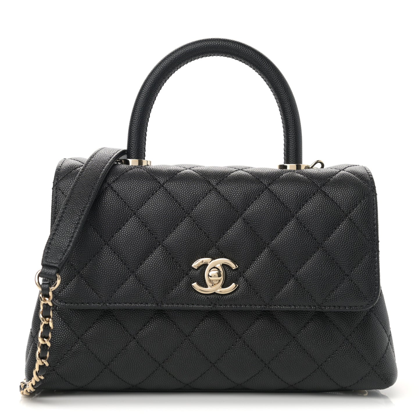 Caviar Quilted Mini Coco Handle Flap Black