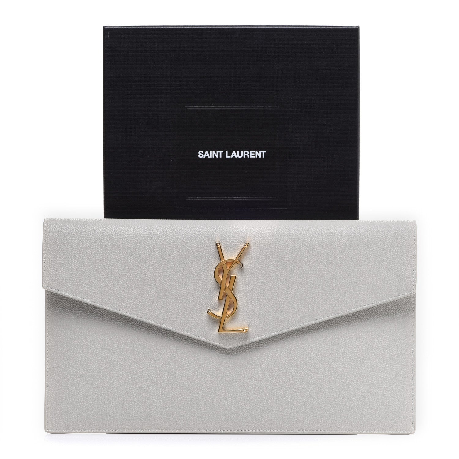 Saint Laurent Grain De Poudre Uptown Pouch Granite 9 of 9