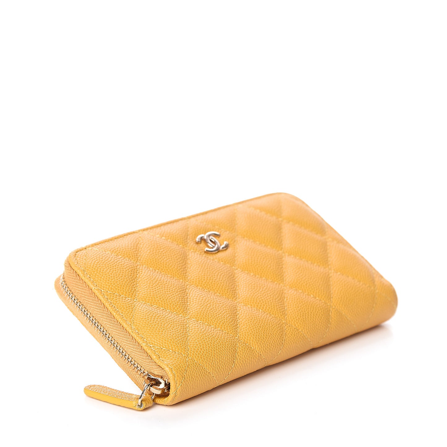 Caviar Quilted Medium Zip Around Wallet Yellow