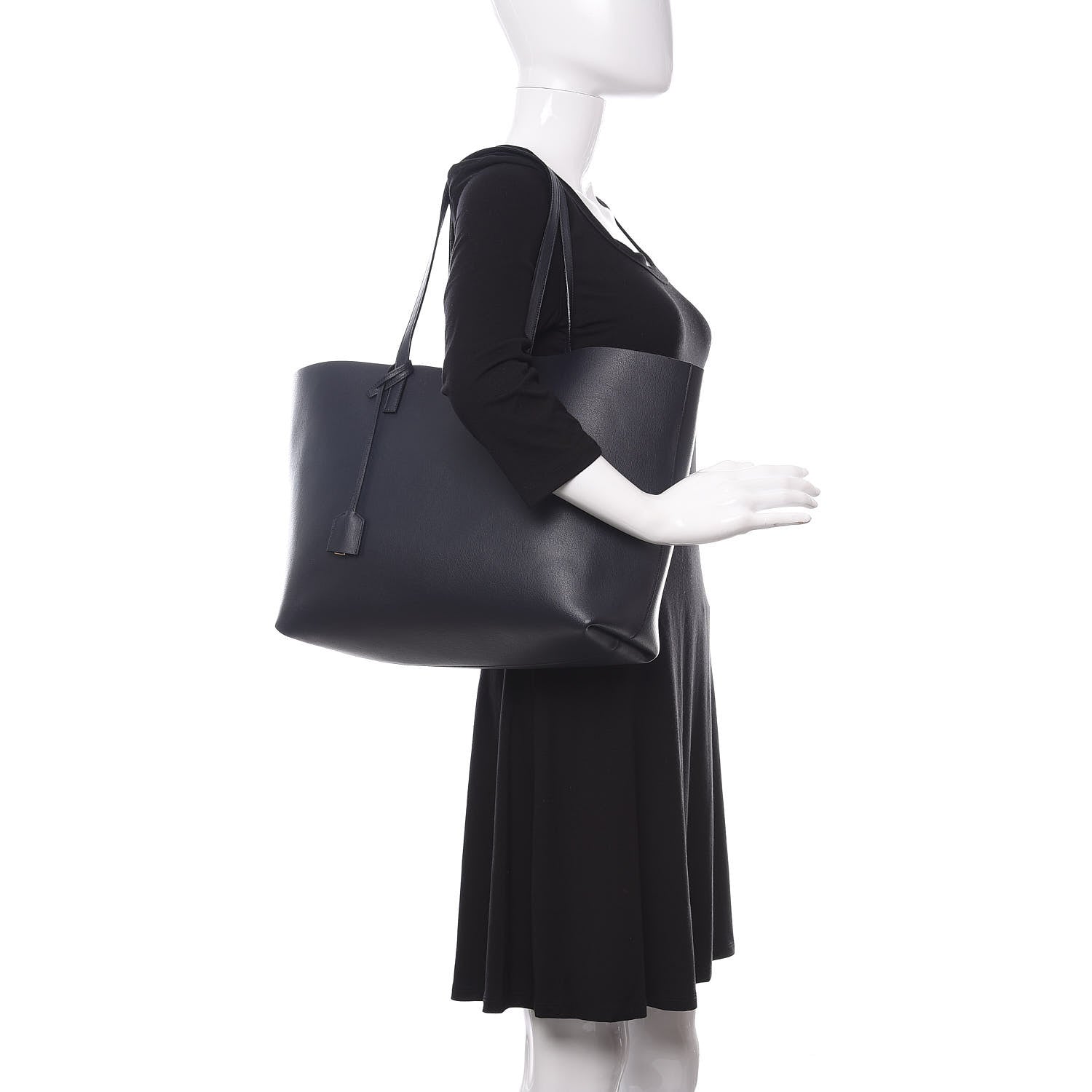 Saint Laurent Calfskin Large Shopping Tote Navy 2 of 12