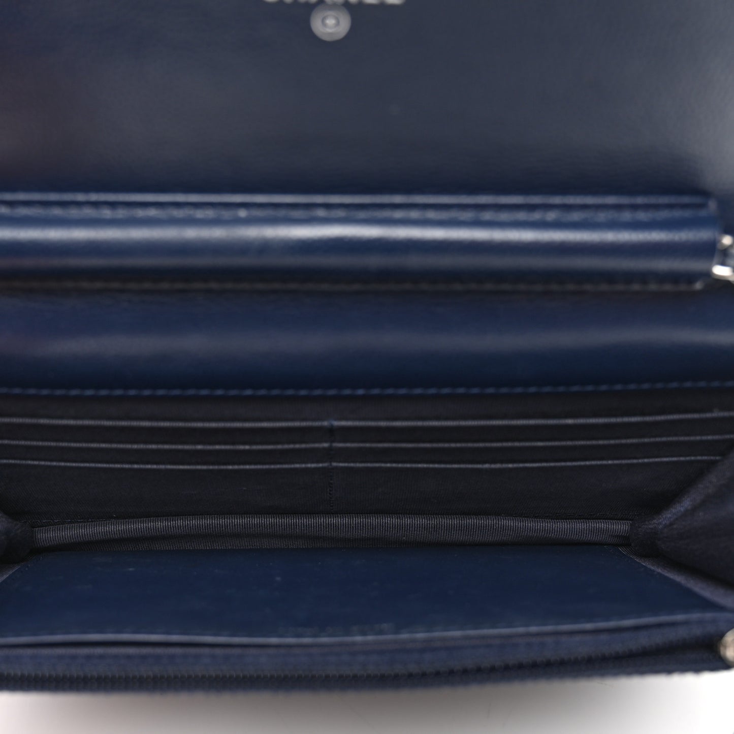 Caviar Chevron Quilted Wallet On Chain WOC Navy