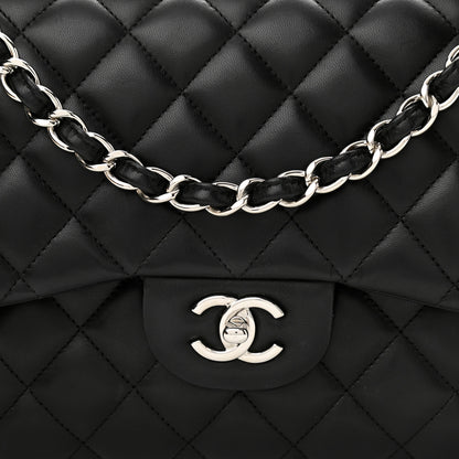 Chanel Lambskin Quilted Jumbo Double Flap Black 9 of 15