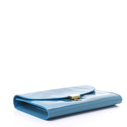 Mansur Gavriel Patent Calfskin Envelope Flat Clutch Sea Blue 3 of 8