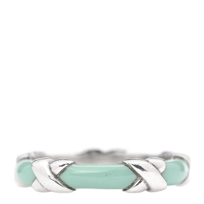 Tiffany Sterling Silver Enamel Signature X Ring 58 8.5 3 of 4
