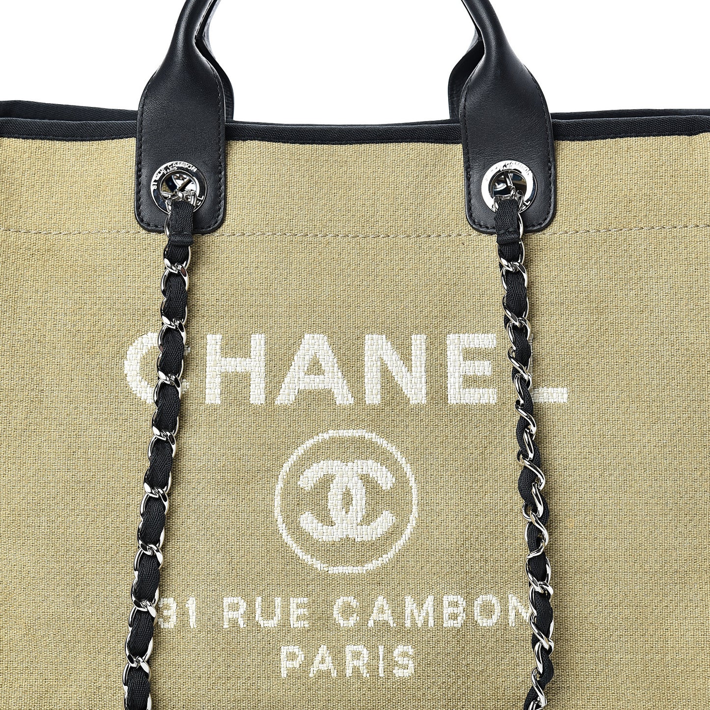 Canvas Medium Deauville Tote Beige Black