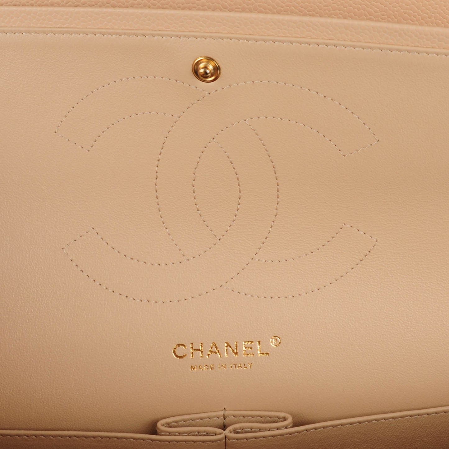 Caviar Quilted Jumbo Double Flap Beige Clair