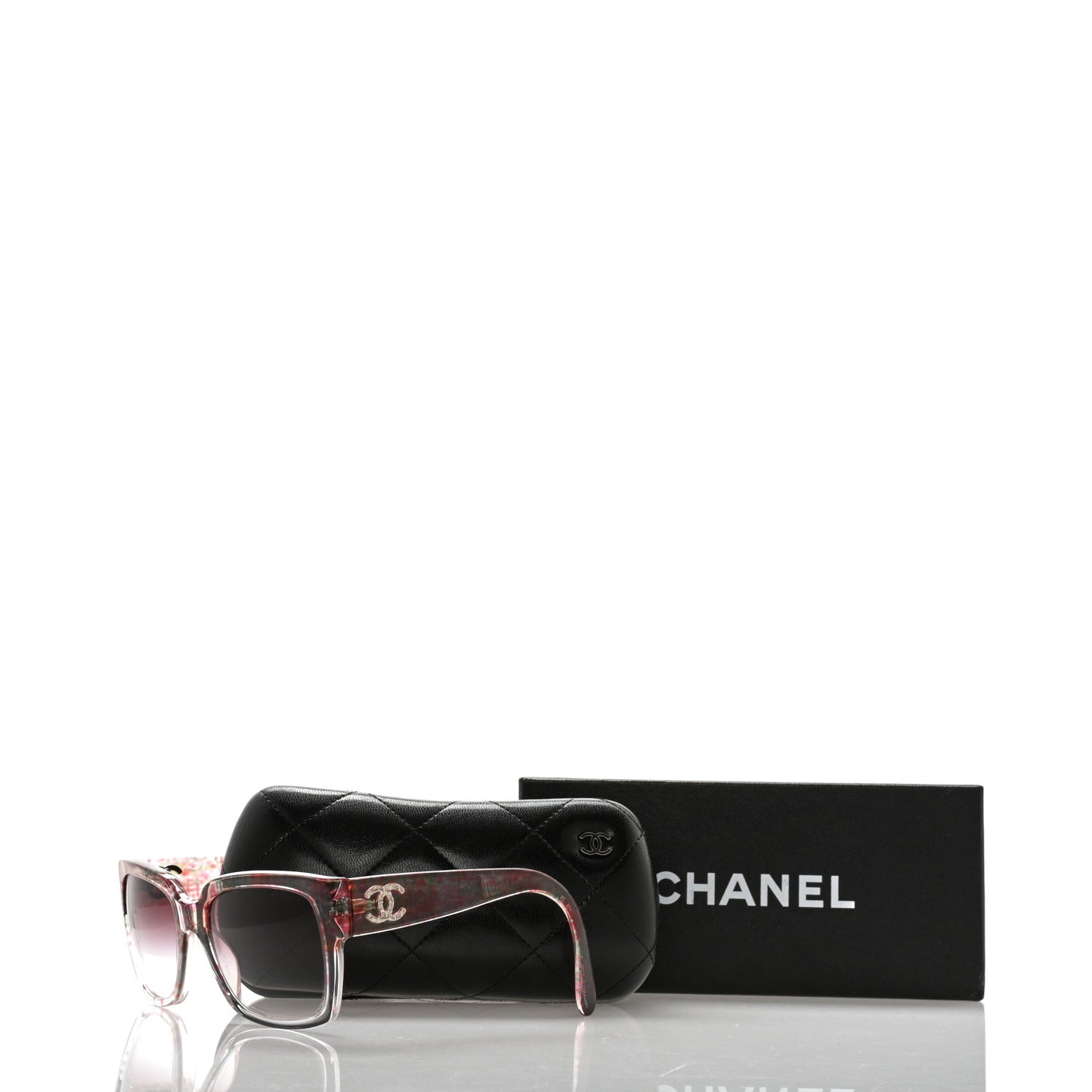 Acetate Multicolor Tweed CC Sunglasses 5220 Pink