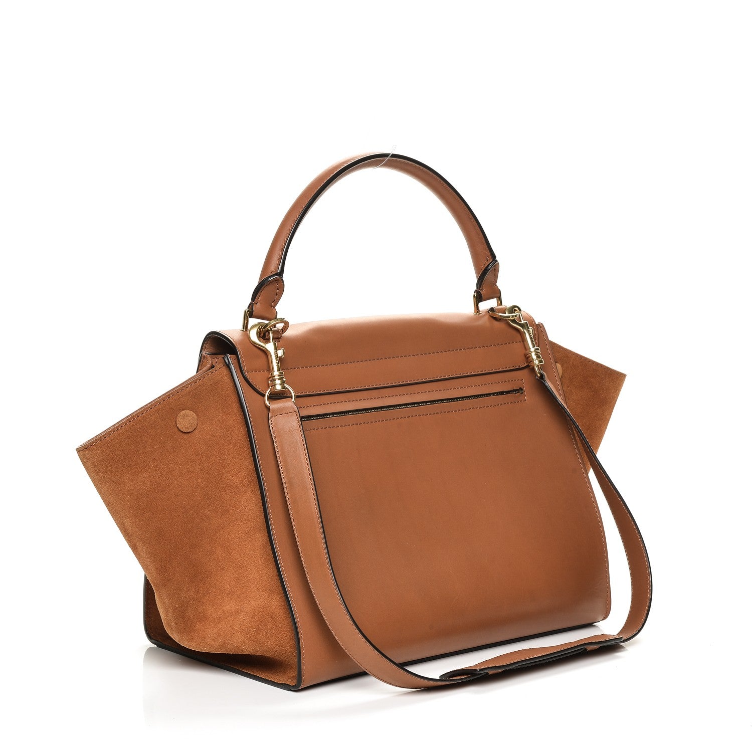 Celine Natural Calfskin Suede Medium Trapeze Tan 3 of 10