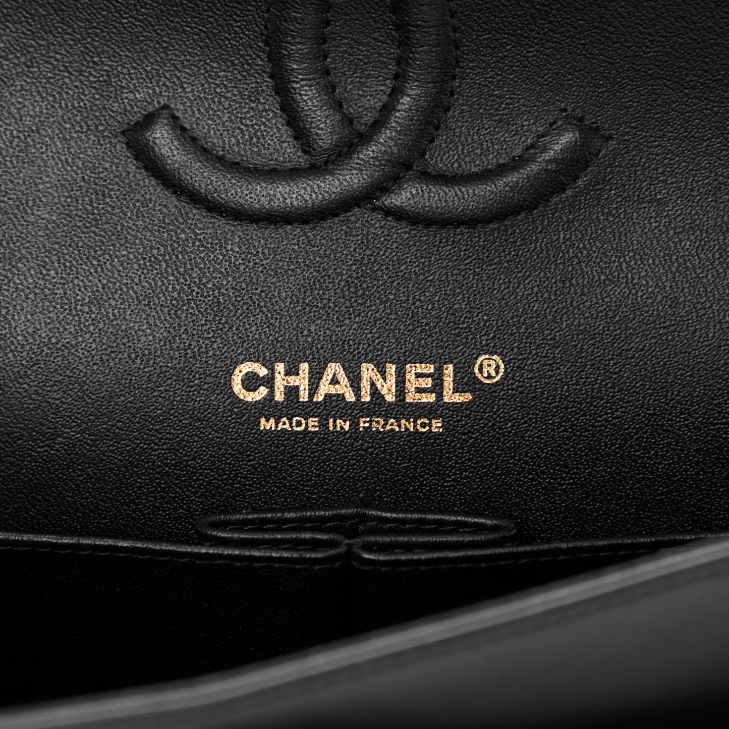 Patent Quilted Medium Double Flap Black