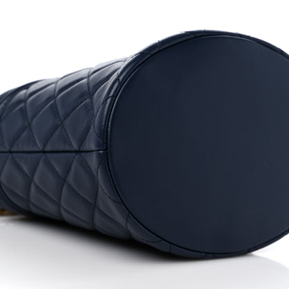 Chanel Calfskin Quilted Boy Bucket Bag Navy Blue 8 of 10