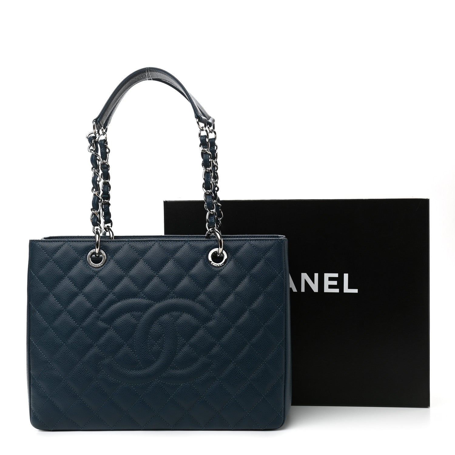 Chanel Caviar Quilted Grand Shopping Tote GST Dark Blue 12 of 12