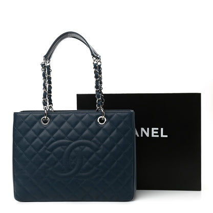 Chanel Caviar Quilted Grand Shopping Tote GST Dark Blue 12 of 12