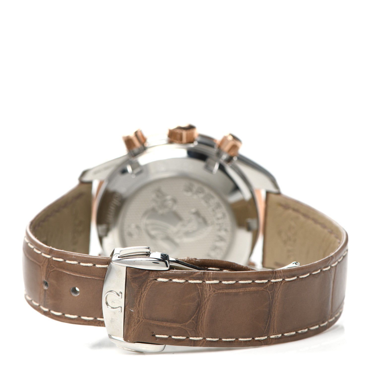 Omega Stainless Steel 18K Sedna Gold Alligator Diamond Bezel 38mm Speedmaster Chronograph Automatic Watch Brown 324.28.38.50.02.002 3 of 5