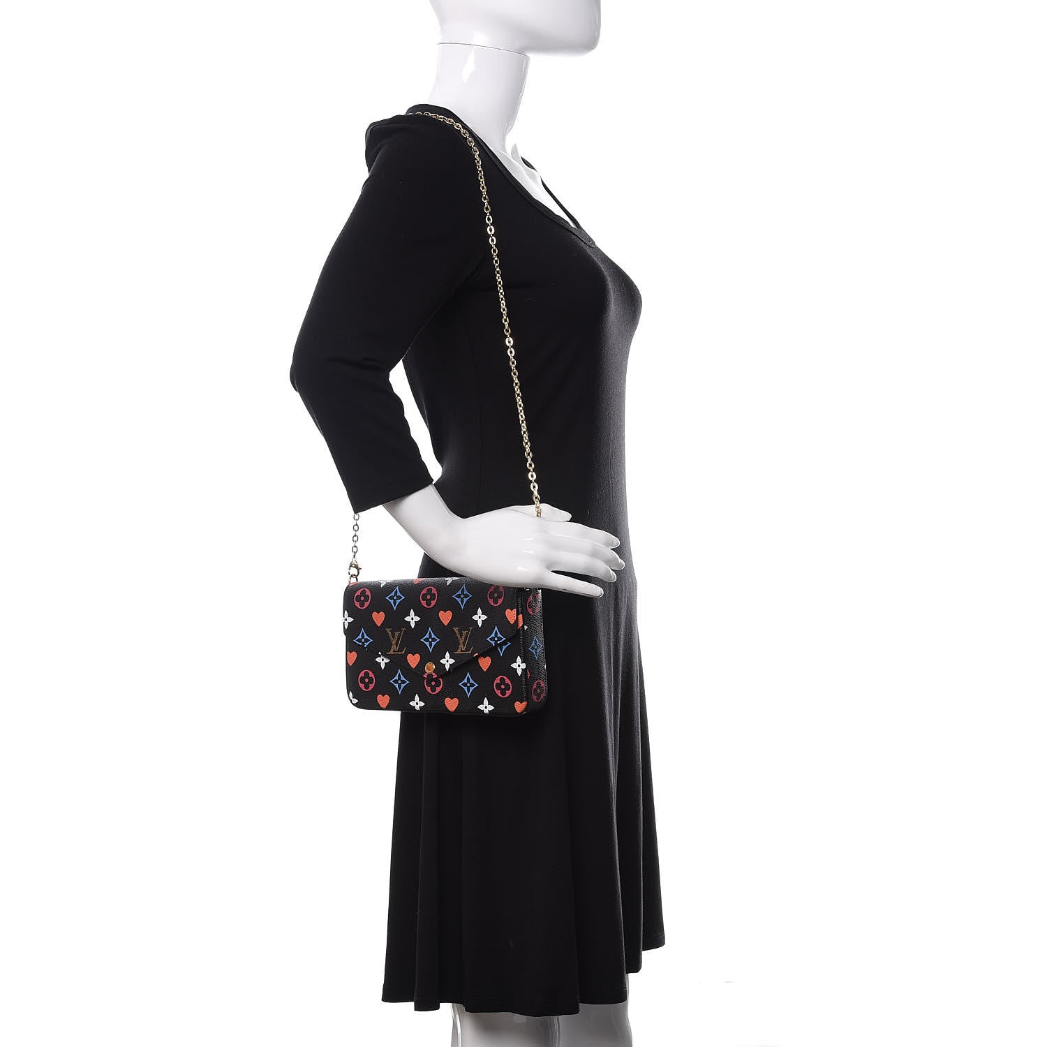 Louis Vuitton Game On Felicie Chain Wallet Black 2 of 10