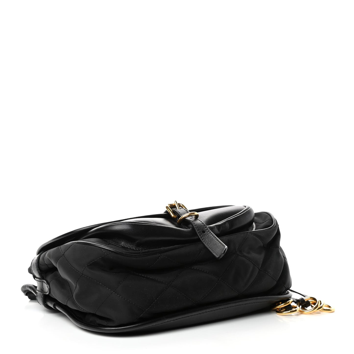 Tessuto Nylon City Calfskin Quilted Crossbody Black