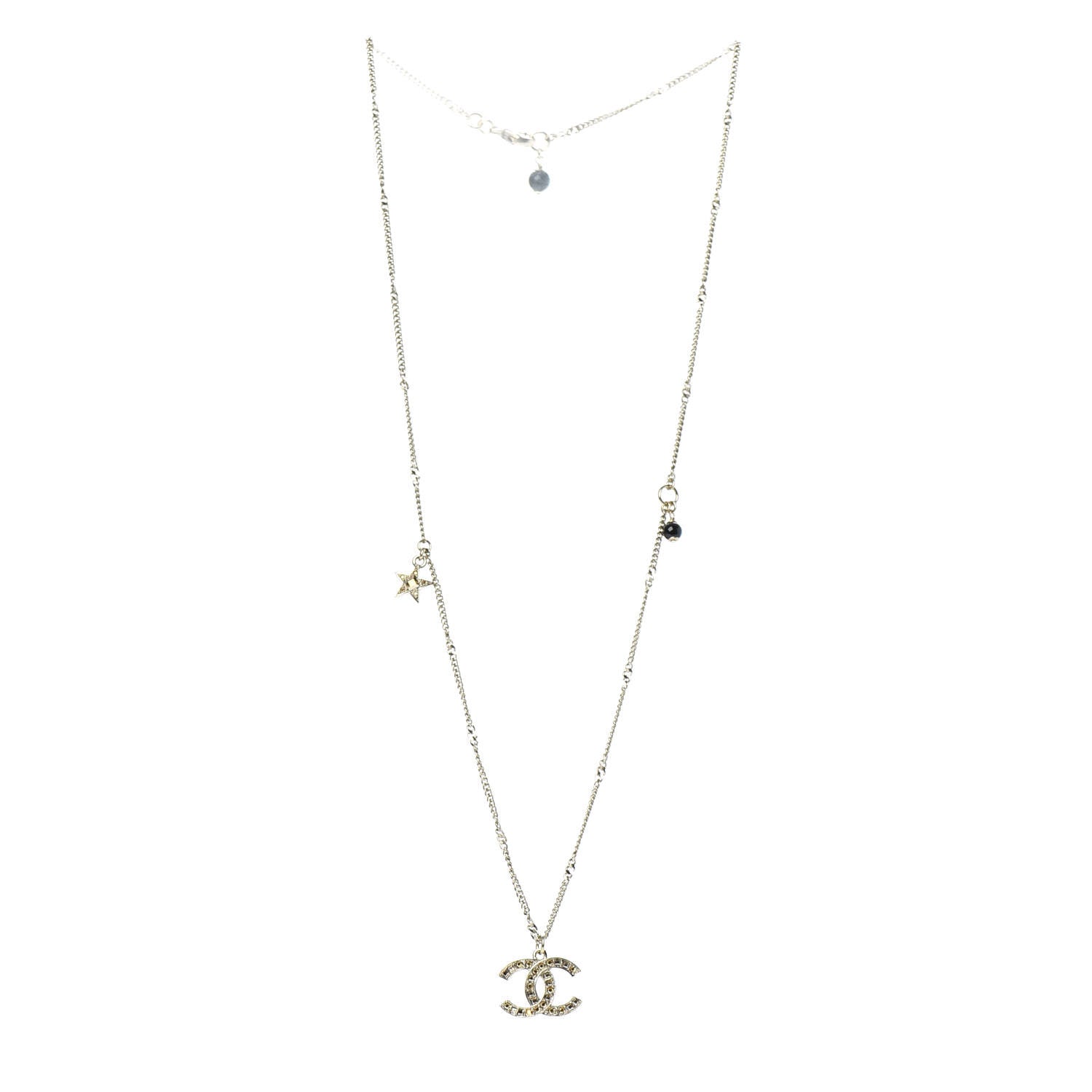 Chanel Baguette Crystal CC Starfall Necklace Gold 3 of 5