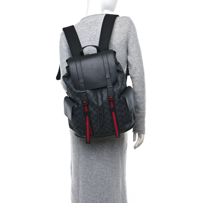 Gucci Soft GG Supreme Monogram Calfskin Web Double Buckle Backpack Black 2 of 10