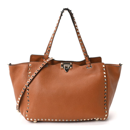 Valentino Garavani Pebbled Calfskin Medium Rockstud Tote Light Cuir 1 of 10