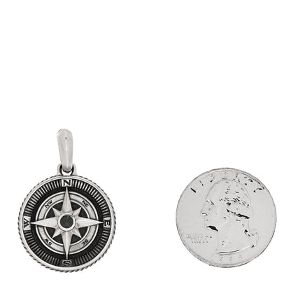 David Yurman Sterling Silver Black Diamond Maritime Compass Enhancer Pendant 2 of 4
