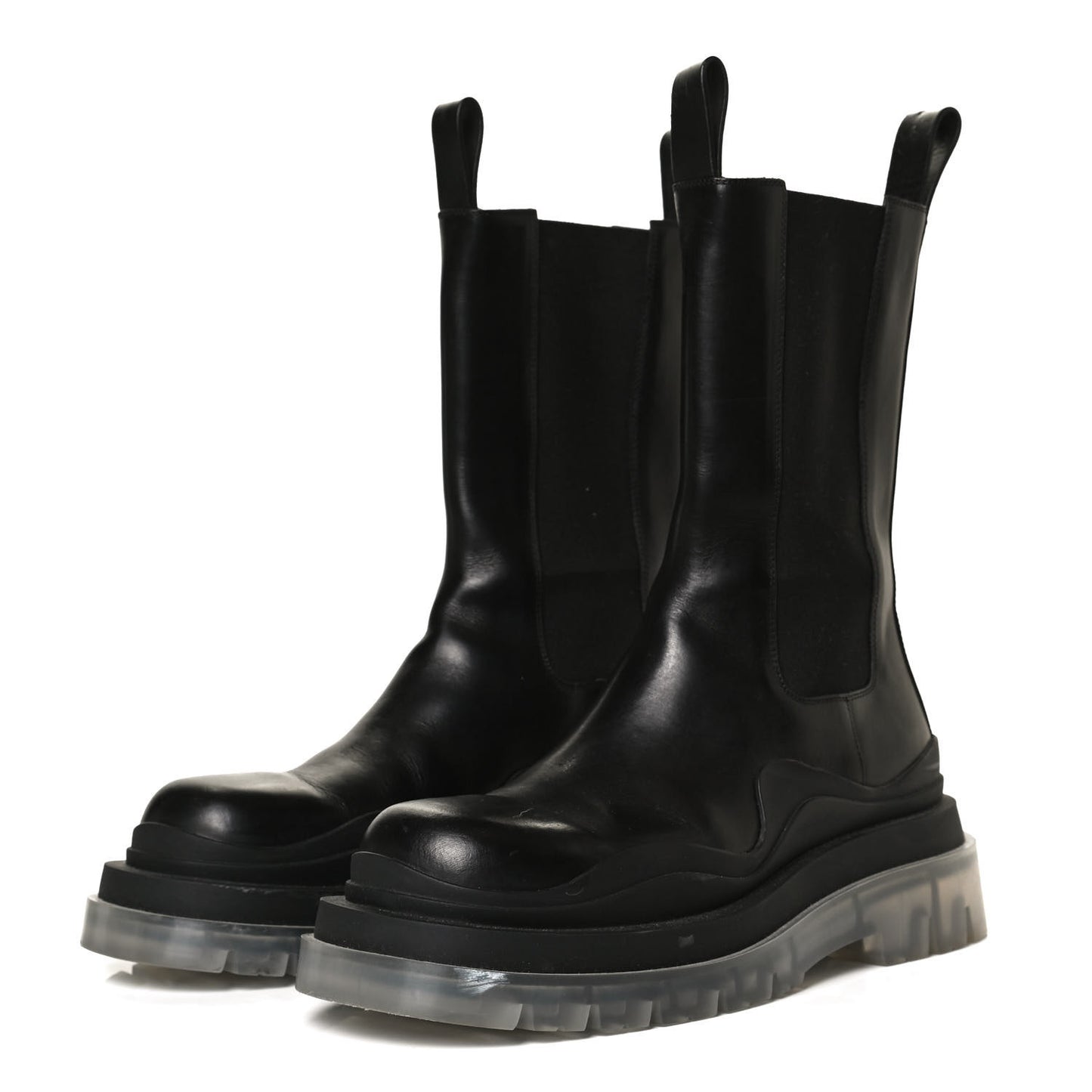 Calfskin The Tire Chelsea Boots 39 Black Transparent