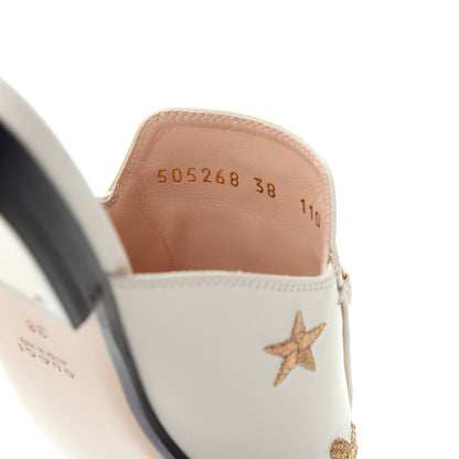 Gucci Goatskin Bee Star Embroidered Womens Princetown Slippers 38 Mystic White 10 of 11