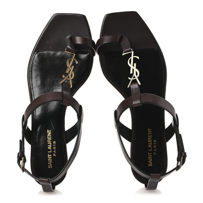 Saint Laurent Calfskin Cassandra Monogram Sandals 39 Moro 2 of 12