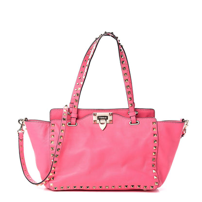 Valentino Garavani Vitello Small Rockstud Tote Fuxia Fluo 1 of 10