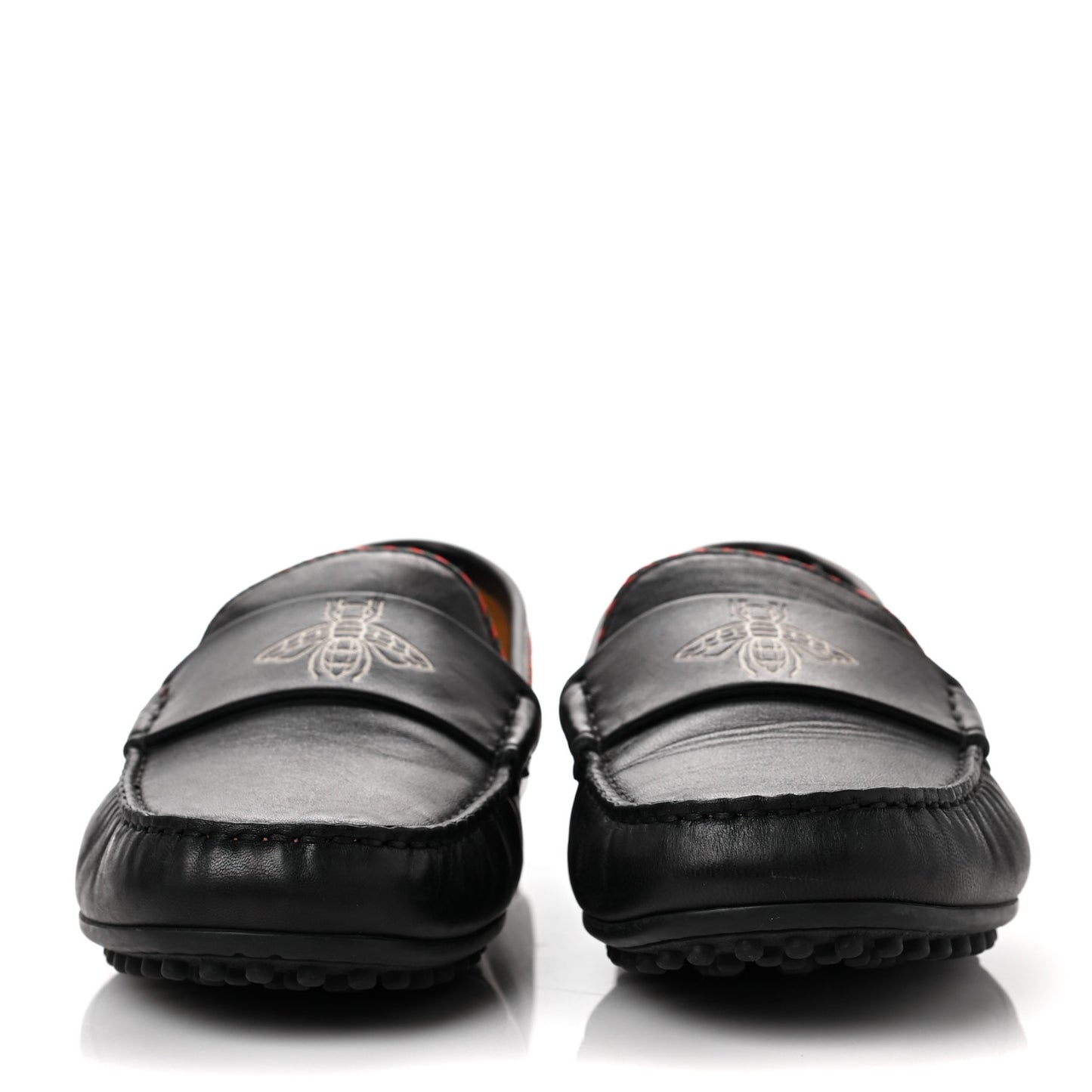 Nappa Mens Bee Driver Loafers 7 Black