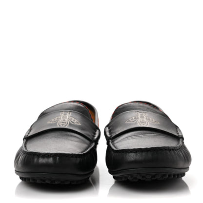 Gucci Nappa Mens Bee Driver Loafers 7 Black 2 of 9