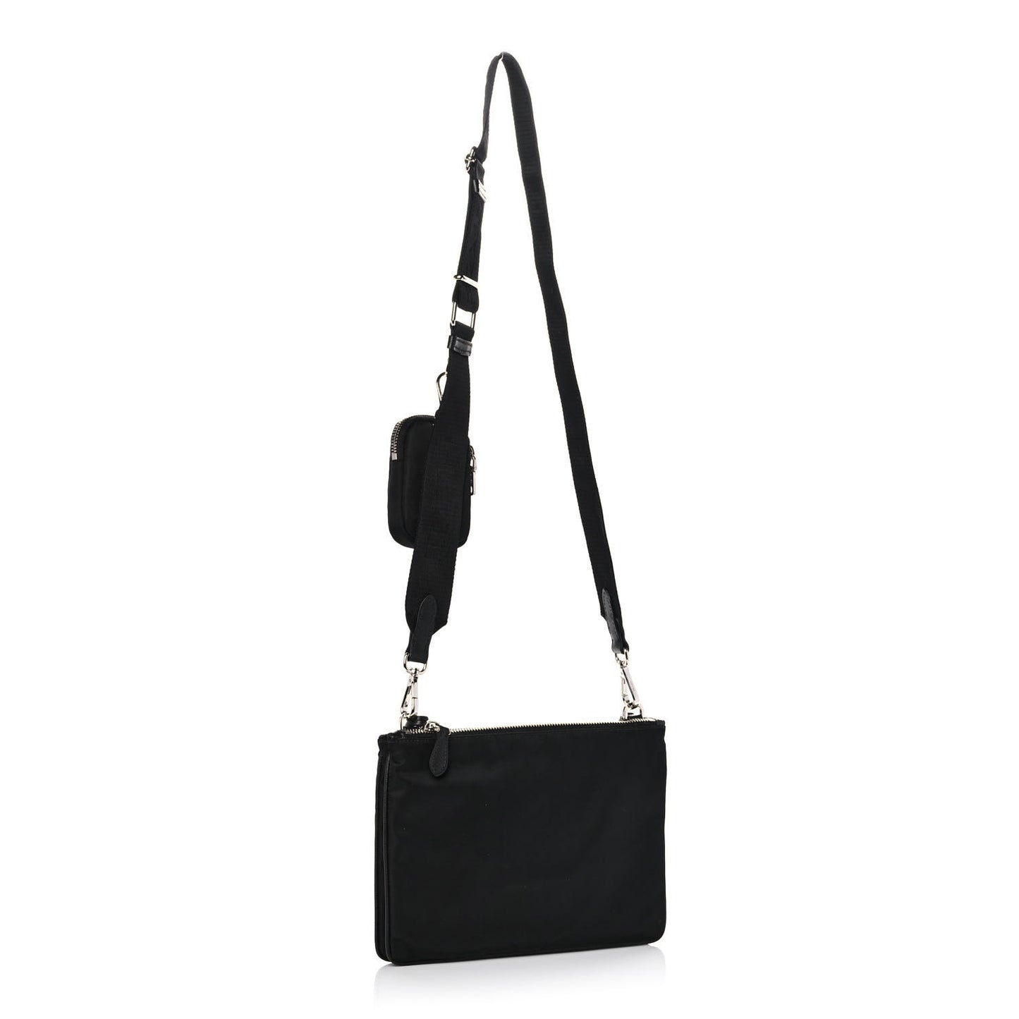 Re-Nylon Saffiano Re-Edition 2000 Double Zip Crossbody Bag Black