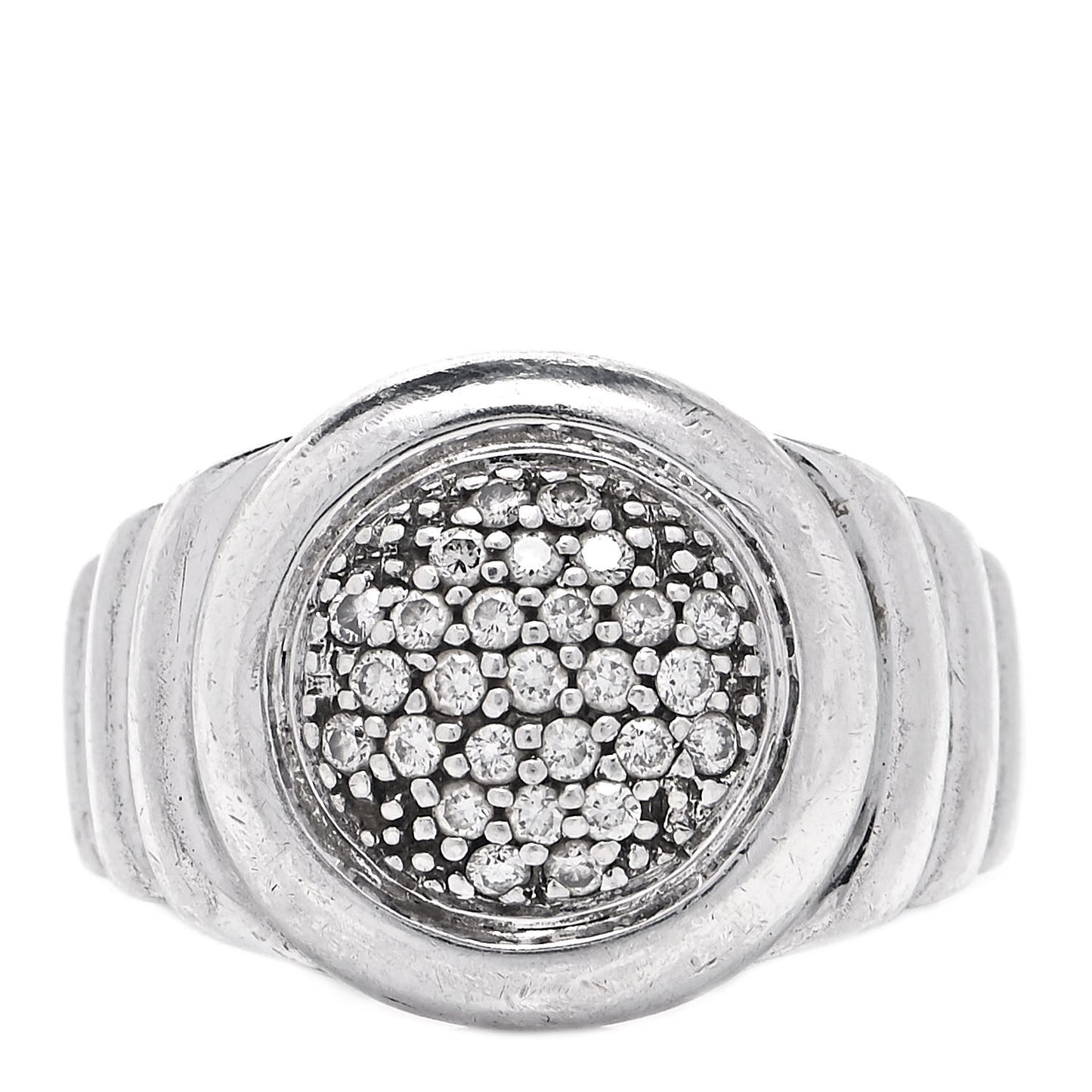 Sterling Silver Diamond Batu Bedeg Round Ring 54 7