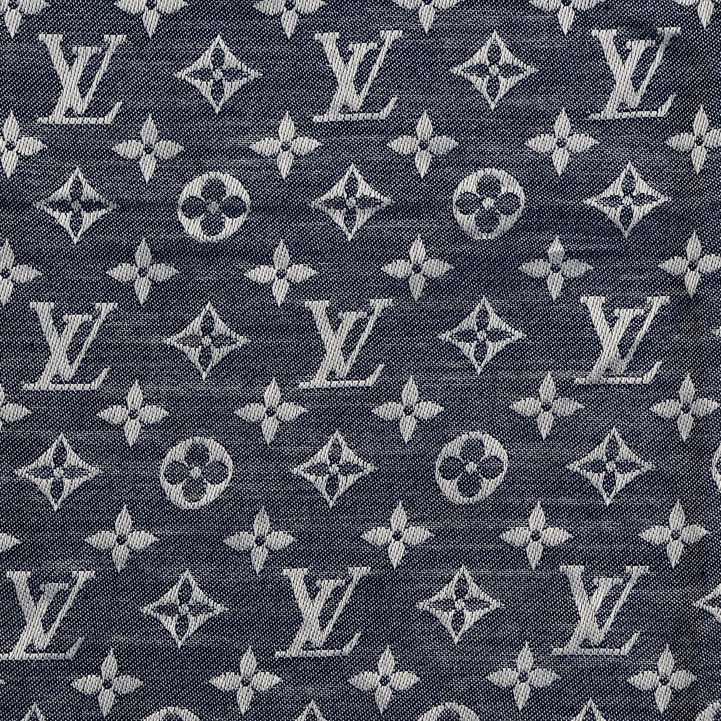 Silk Wool Monogram Denim Shawl Blue