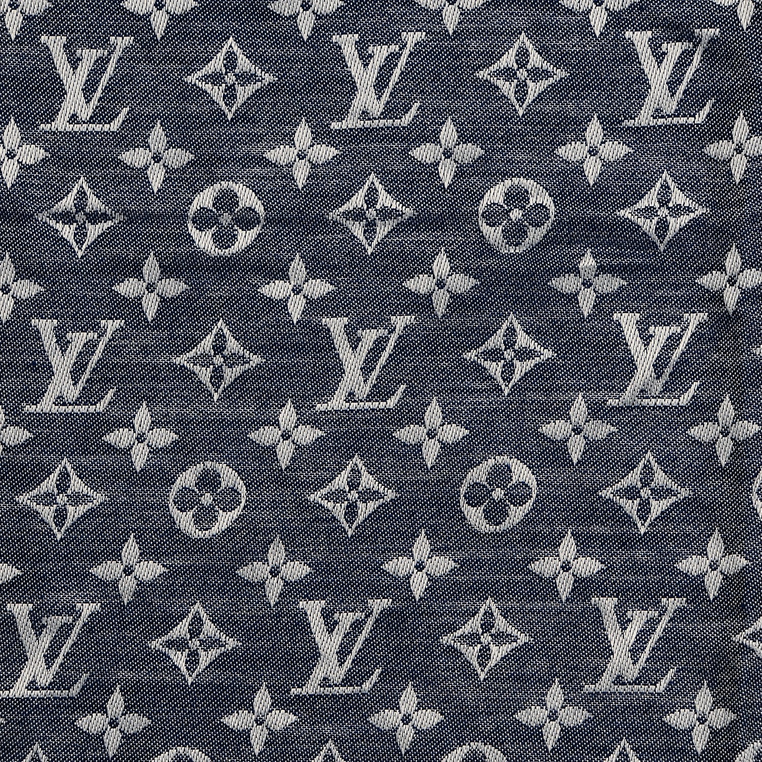 Louis Vuitton Silk Wool Monogram Denim Shawl Blue 4 of 5
