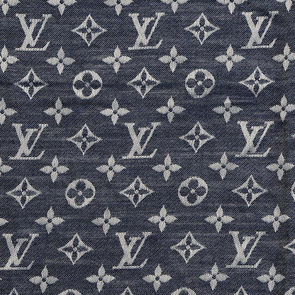 Louis Vuitton Silk Wool Monogram Denim Shawl Blue 4 of 5