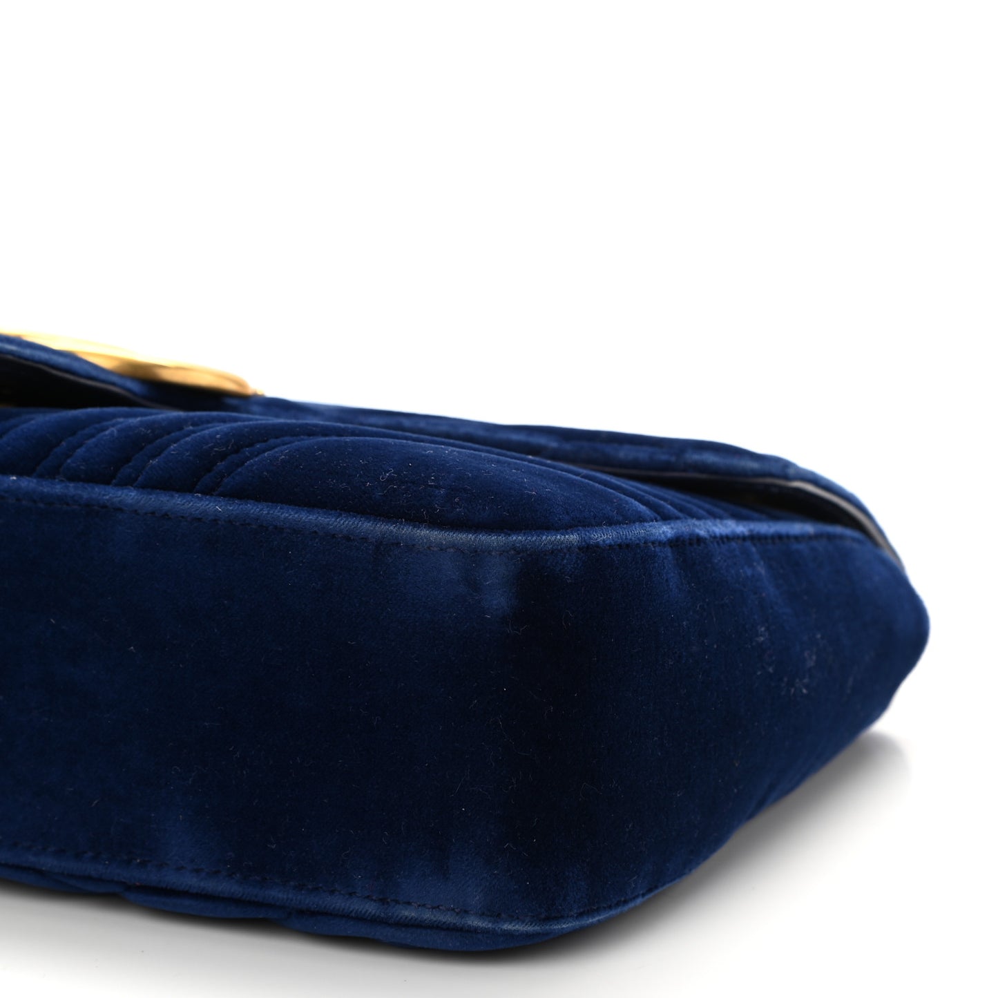 Velvet Matelasse Medium GG Marmont Shoulder Bag Cobalt Blue