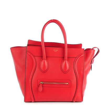 Celine Drummed Calfskin Mini Luggage Coquelicot 1 of 9