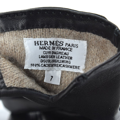 Hermes Lambskin Soya Kelly Lock Gloves 7 Black 4 of 6