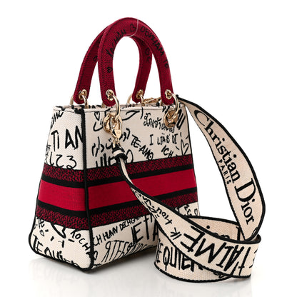 Christian Dior Canvas Medium DiorAmour Graffiti Lady D-Lite Latte 3 of 11