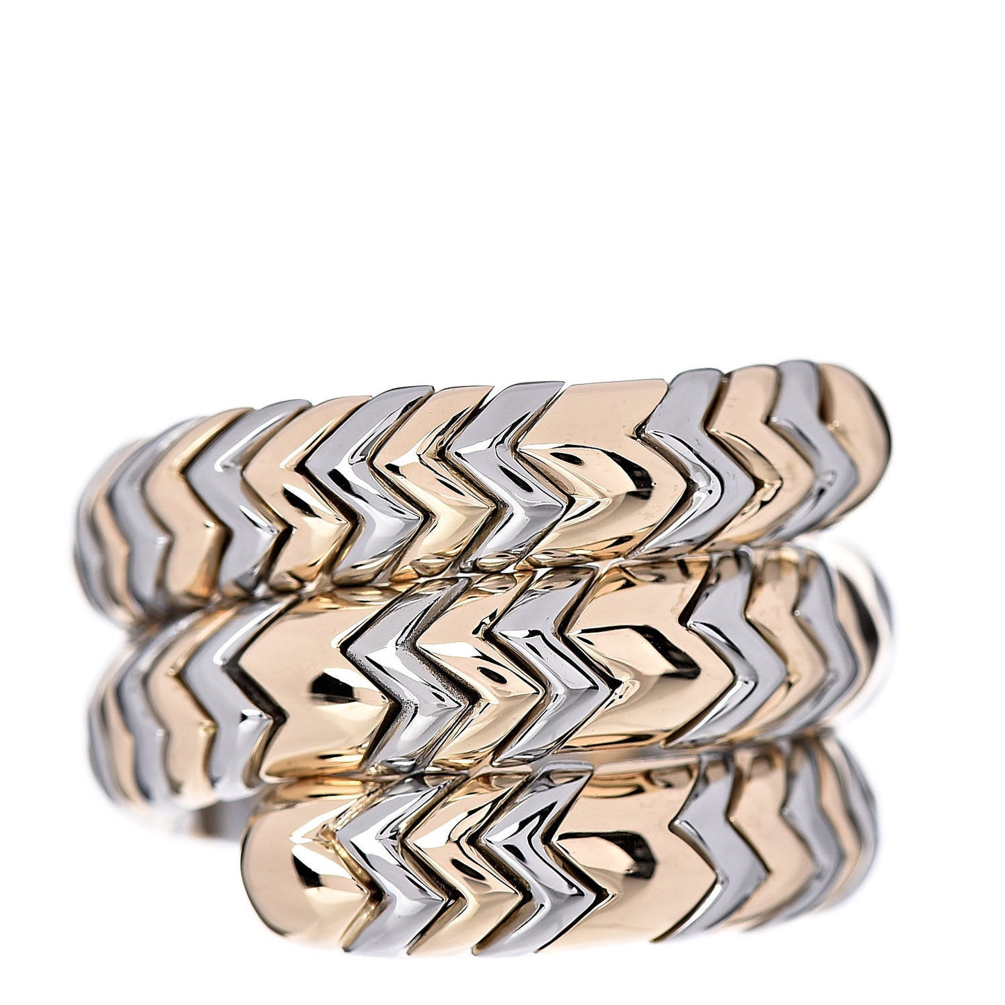 18K Yellow Gold Stainless Steel Spiga Tubogas Ring 55 7.25