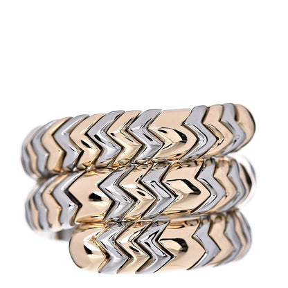 Bulgari 18K Yellow Gold Stainless Steel Spiga Tubogas Ring 55 7.25 1 of 6