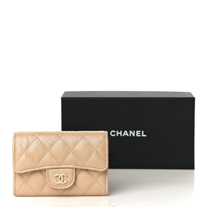 Chanel Iridescent Caviar Quilted Flap Card Holder Beige 12 of 12