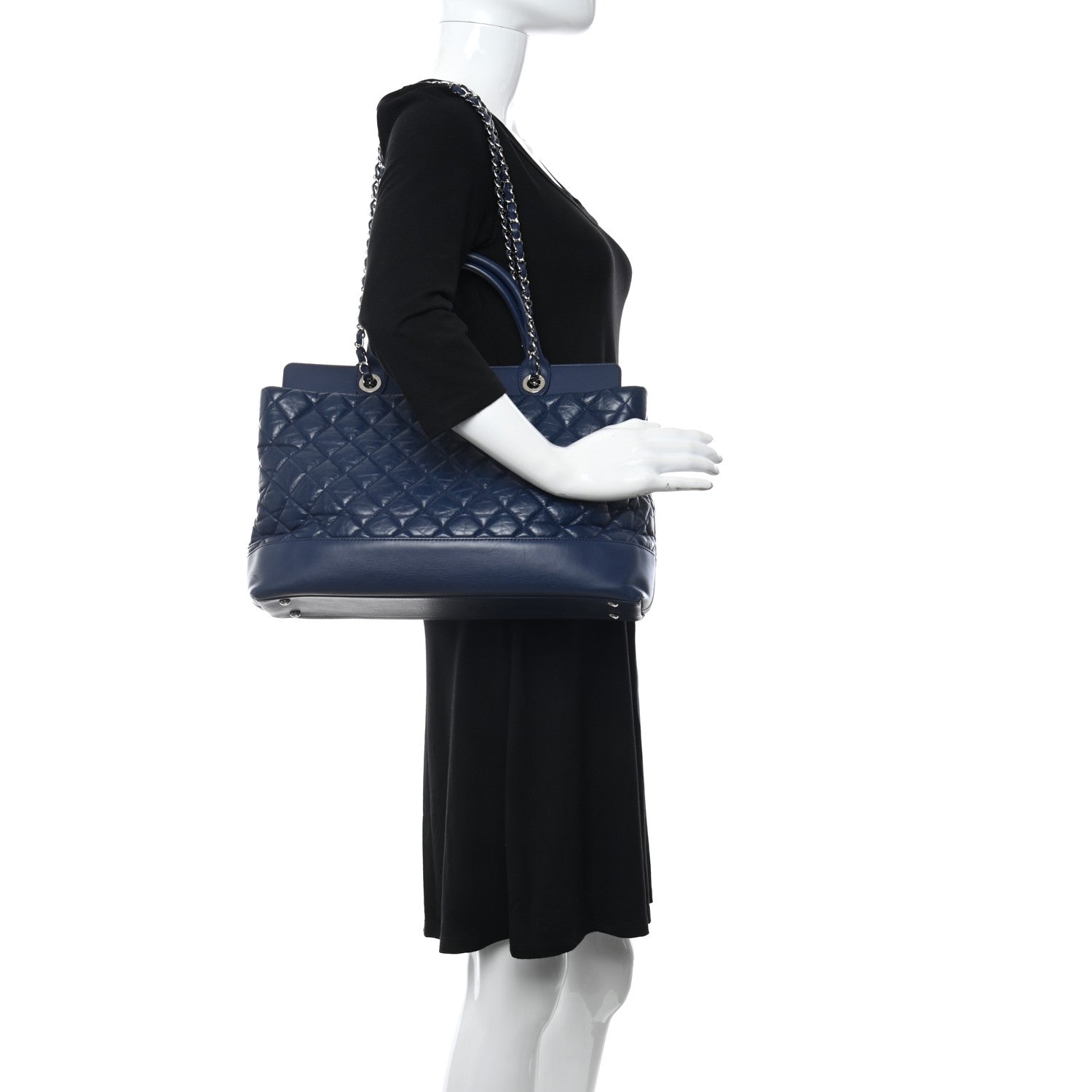 Chanel Aged Calfskin Quilted Be CC Tote Blue 2 of 9