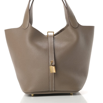 Hermes Taurillon Clemence Picotin Lock 22 MM Etoupe 8 of 11