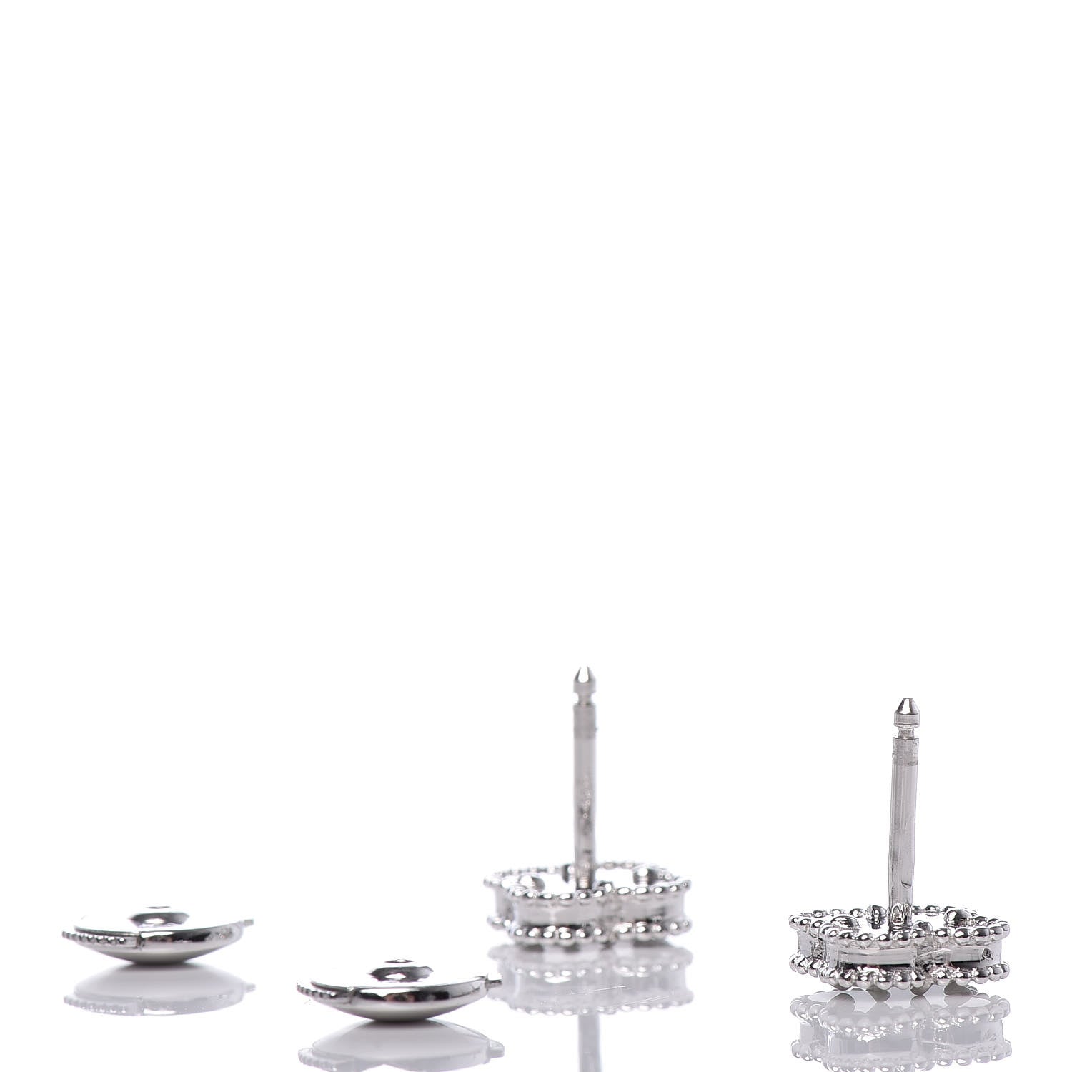 Van Cleef & Arpels 18K White Gold Mother of Pearl Sweet Alhambra Earrings 6 of 7