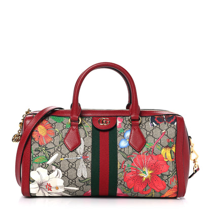 Gucci GG Supreme Monogram Flora Web Medium Ophidia Boston Red 1 of 10