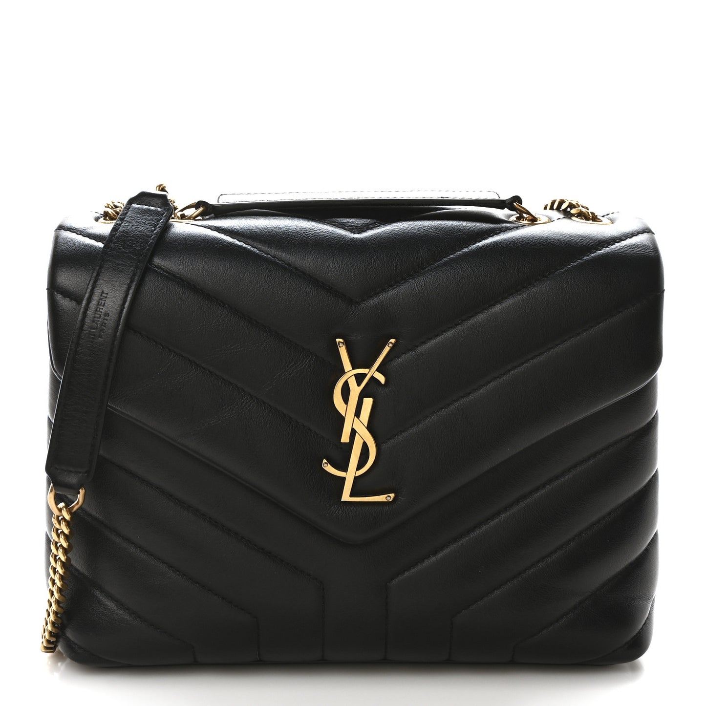 Calfskin Y Quilted Monogram Small Loulou Chain Satchel Black