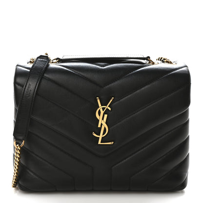 Saint Laurent Calfskin Y Quilted Monogram Small Loulou Chain Satchel Black 1 of 10